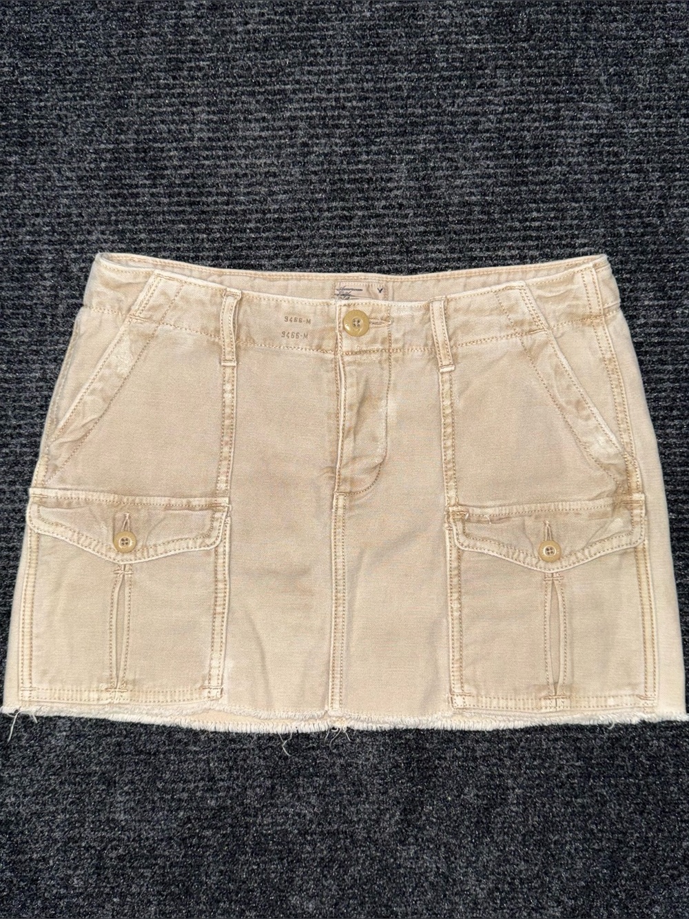 American Eagle Low Rise Micro Mini Skirt Sz 0 Khaki Cargo Military Y2K Utility